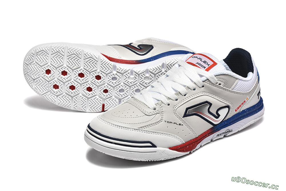 Men's Joma Top Flex IC Indoor & Futsal Low-Tops Football Shoes - Grey/Silver/Red 3