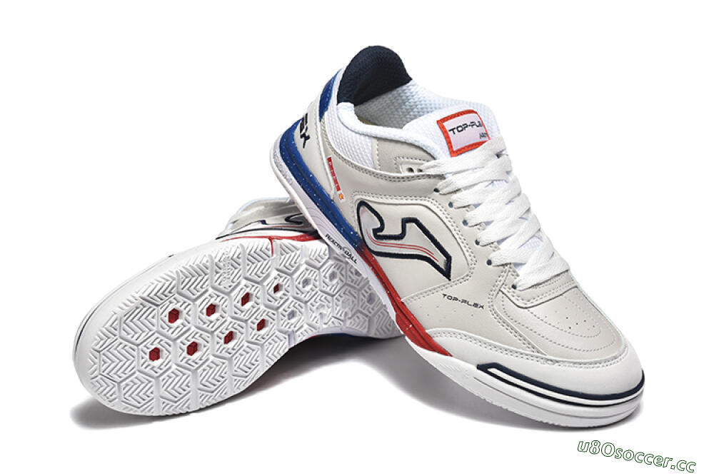 Men's Joma Top Flex IC Indoor & Futsal Low-Tops Football Shoes - Grey/Silver/Red 4