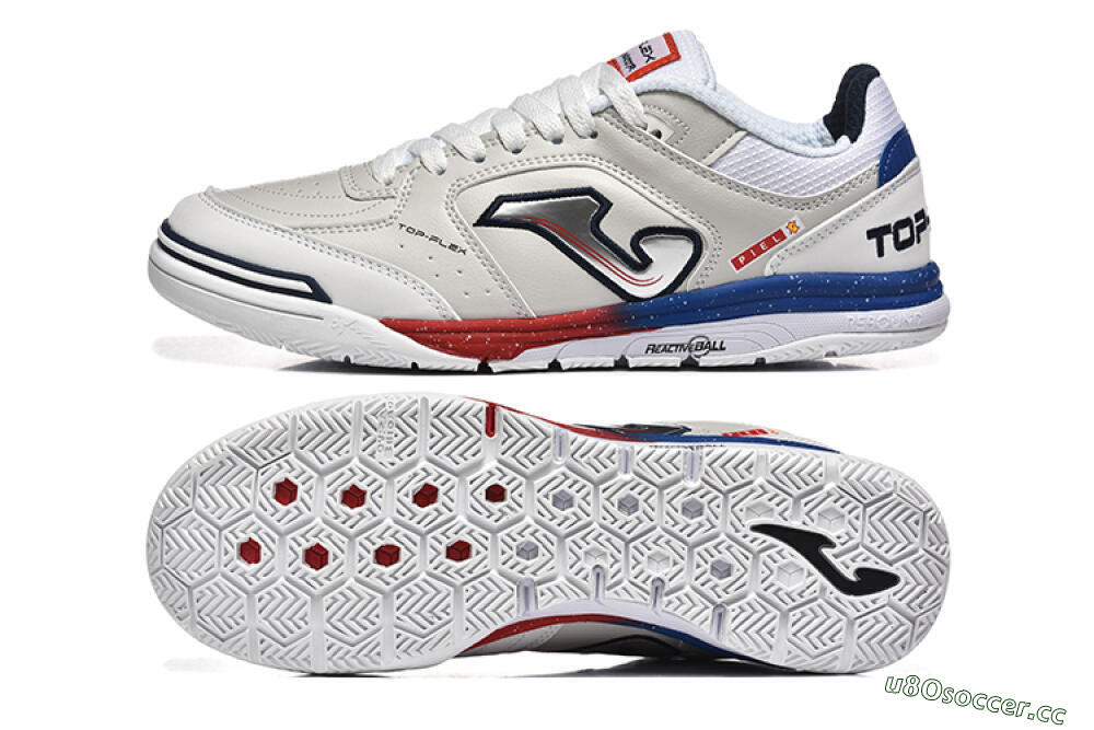 Men's Joma Top Flex IC Indoor & Futsal Low-Tops Football Shoes - Grey/Silver/Red 1