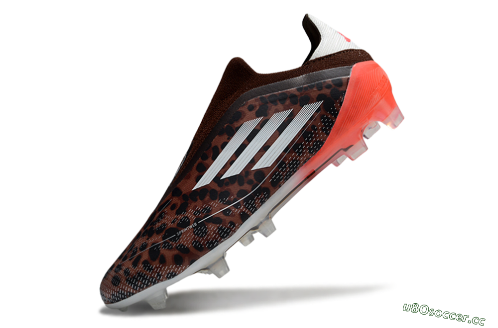 Men's Adidas F50 Elite Laceless FG Firm Ground Low-Tops Football Boots - Leopard/White/Red 5
