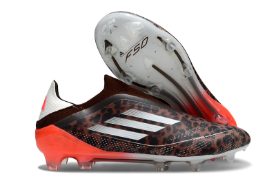 Men's Adidas F50 Elite Laceless FG Firm Ground Low-Tops Football Boots - Leopard/White/Red