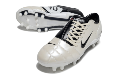 Men's Nike Air Zoom Total 90 III FG Firm Ground Low-Tops Football Boots - Beige/Black/White