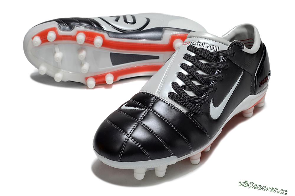 Men's Nike Air Zoom Total 90 III FG Firm Ground Low-Tops Football Boots - Black/White/Red 3