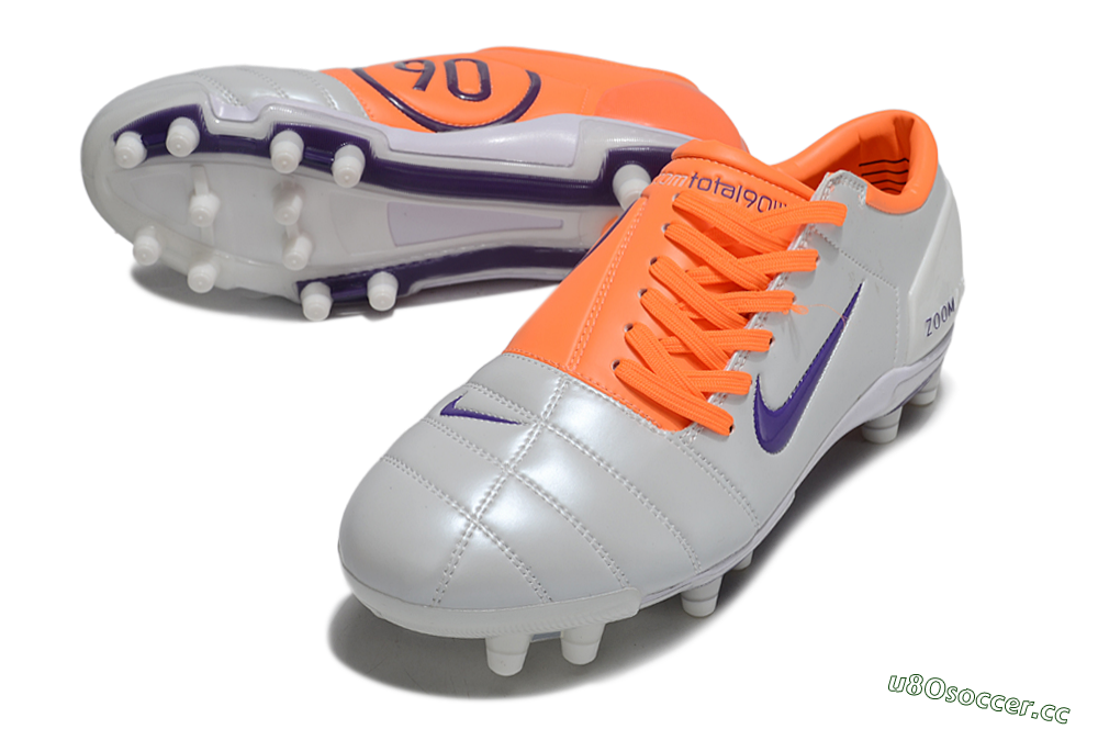 Men's Nike Air Zoom Total 90 III FG Firm Ground Low-Tops Football Boots - White/Purple/Red 3