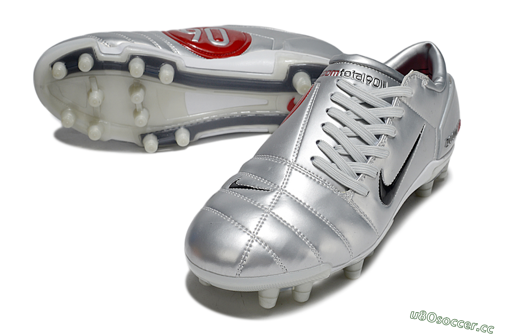 Men's Nike Air Zoom Total 90 III FG Firm Ground Low-Tops Football Boots - Silver/Black/Red 3