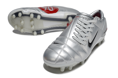 Men's Nike Air Zoom Total 90 III FG Firm Ground Low-Tops Football Boots - Silver/Black/Red