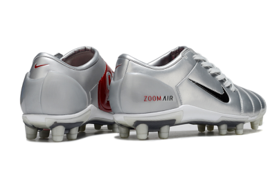 Men's Nike Air Zoom Total 90 III FG Firm Ground Low-Tops Football Boots - Silver/Black/Red