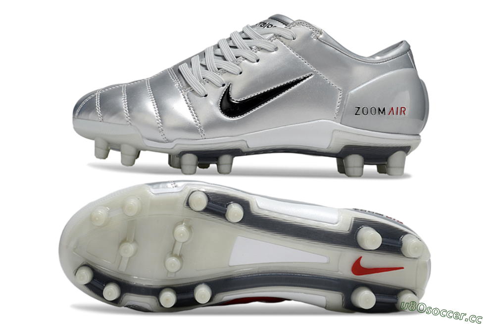 Men's Nike Air Zoom Total 90 III FG Firm Ground Low-Tops Football Boots - Silver/Black/Red 1