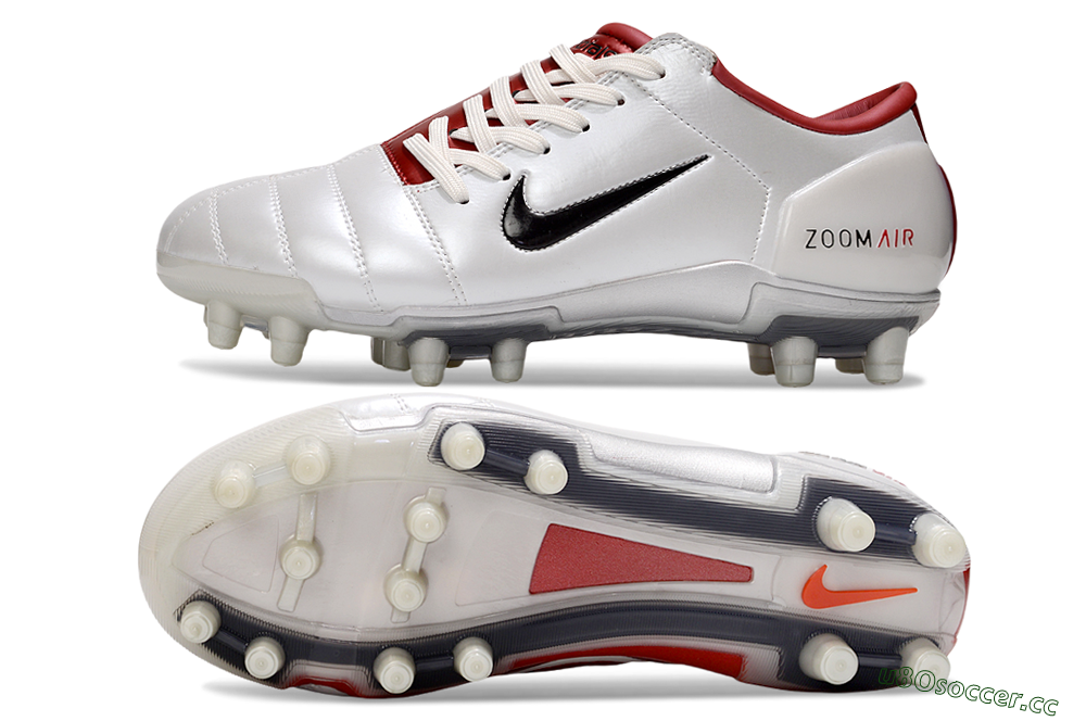 Men's Nike Air Zoom Total 90 III FG Firm Ground Low-Tops Football Boots - White/Black/Red 1