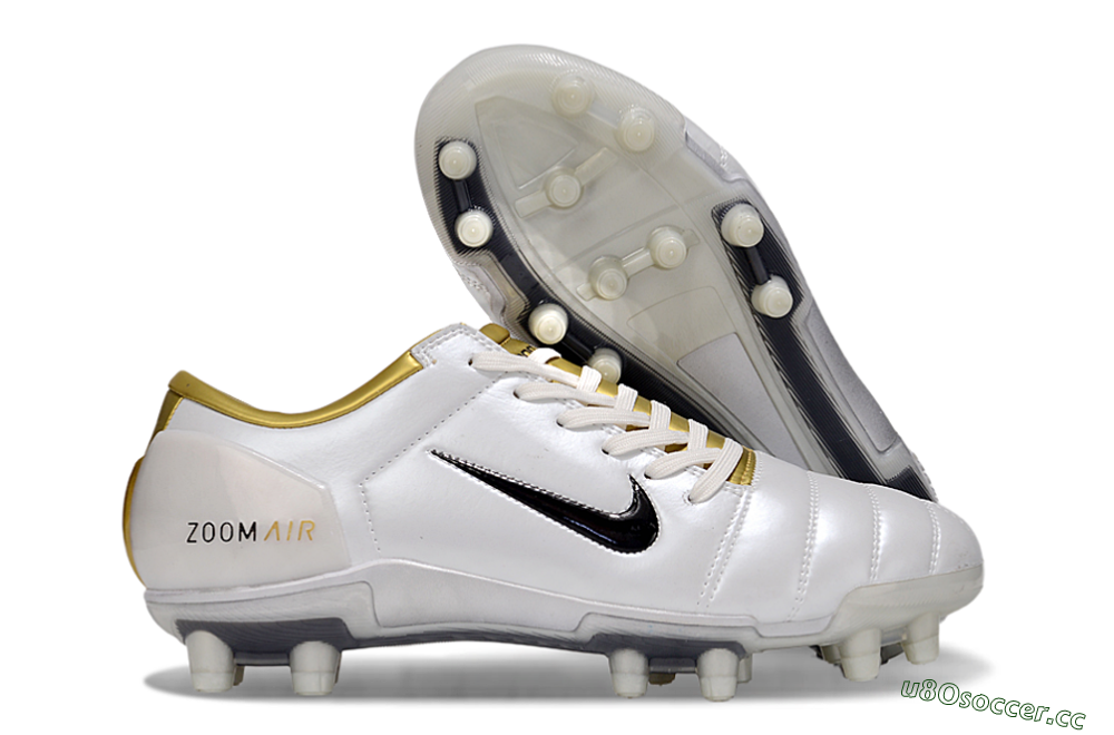 Men's Nike Air Zoom Total 90 III FG Firm Ground Low-Tops Football Boots - White/Black/Gold 2