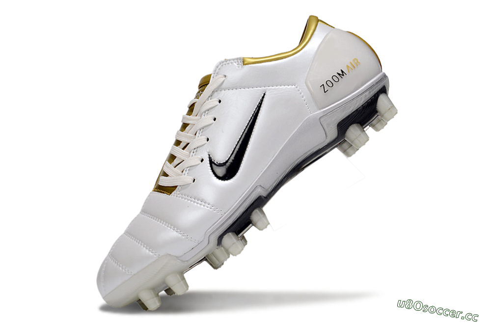 Men's Nike Air Zoom Total 90 III FG Firm Ground Low-Tops Football Boots - White/Black/Gold 5