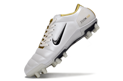 Men's Nike Air Zoom Total 90 III FG Firm Ground Low-Tops Football Boots - White/Black/Gold