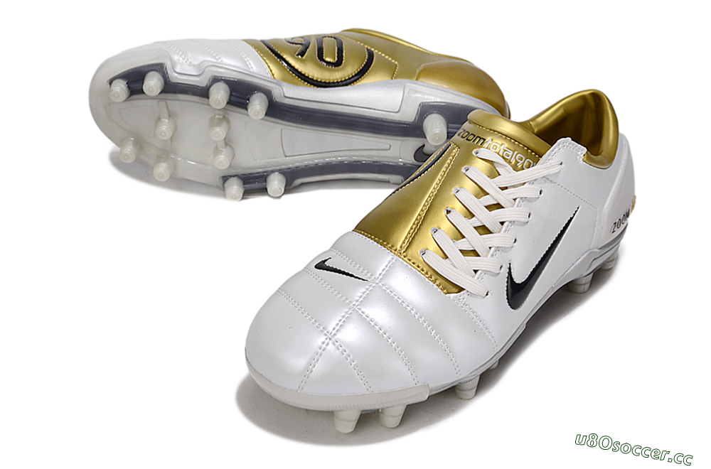 Men's Nike Air Zoom Total 90 III FG Firm Ground Low-Tops Football Boots - White/Black/Gold 3