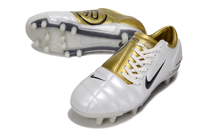 Men's Nike Air Zoom Total 90 III FG Firm Ground Low-Tops Football Boots - White/Black/Gold