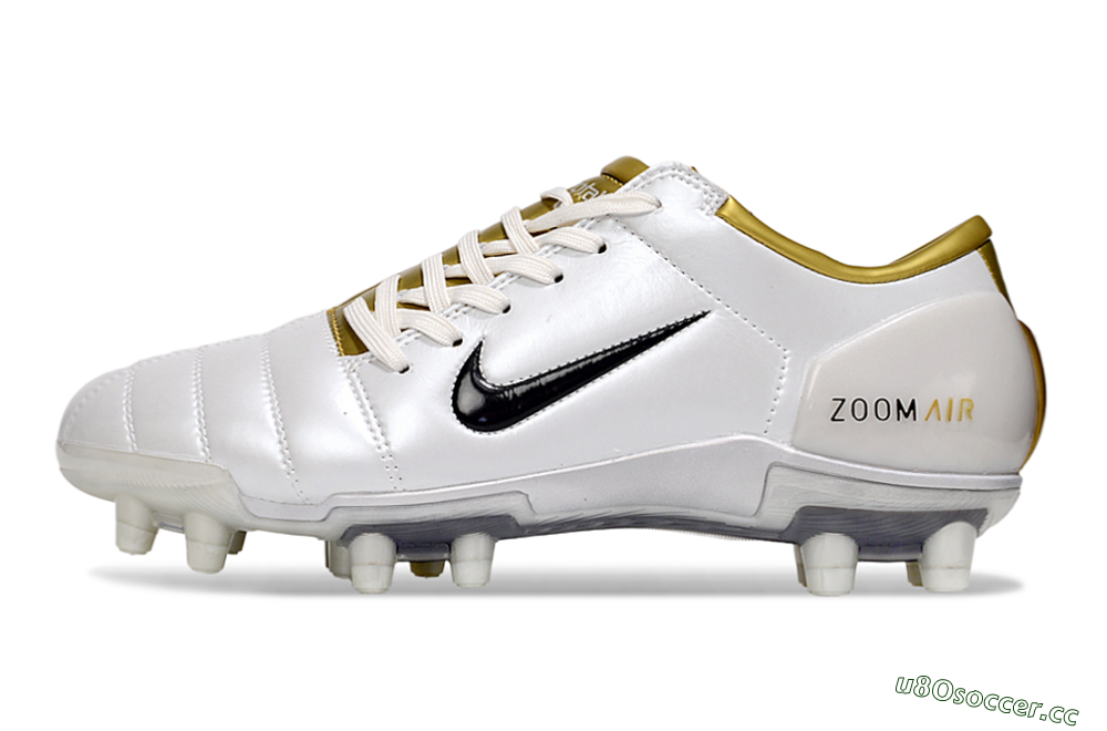 Men's Nike Air Zoom Total 90 III FG Firm Ground Low-Tops Football Boots - White/Black/Gold 0