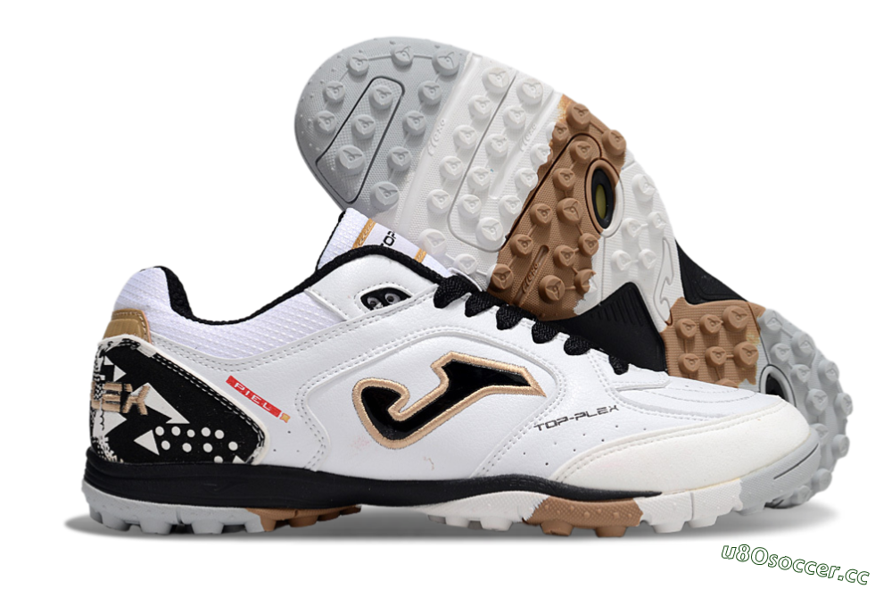 Men's Joma Top Flex TF Artificial Turf Low-Tops Football Shoes - White/Black/Brown 2