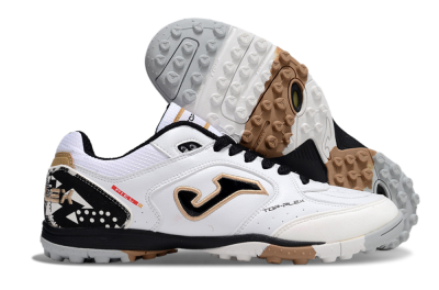 Men's Joma Top Flex TF Artificial Turf Low-Tops Football Shoes - White/Black/Brown