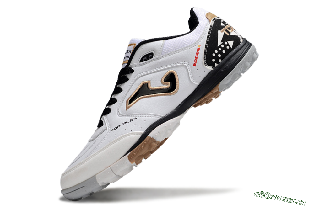 Men's Joma Top Flex TF Artificial Turf Low-Tops Football Shoes - White/Black/Brown 5