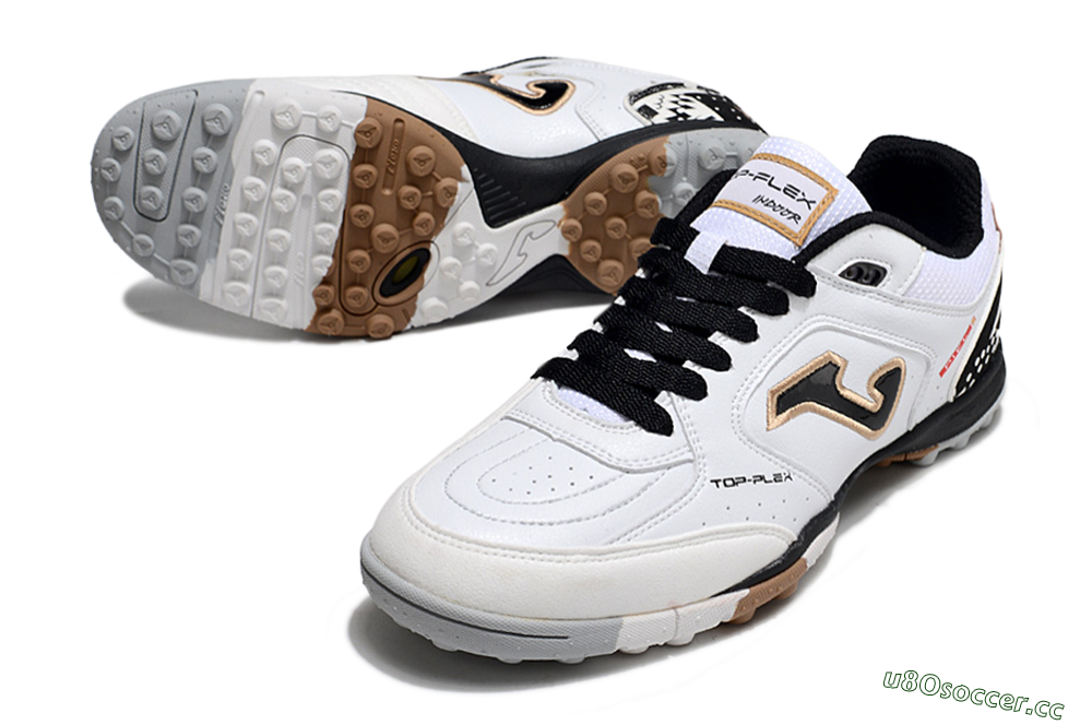 Men's Joma Top Flex TF Artificial Turf Low-Tops Football Shoes - White/Black/Brown 3