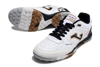 Men's Joma Top Flex TF Artificial Turf Low-Tops Football Shoes - White/Black/Brown