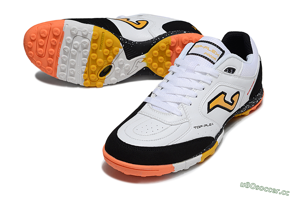 Men's Joma Top Flex TF Artificial Turf Low-Tops Football Shoes - White/Yellow/Black 3