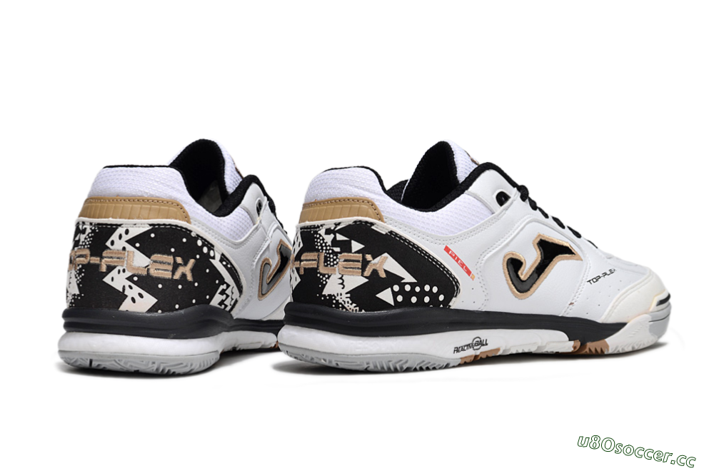 Men's Joma Top Flex IC Indoor & Futsal Low-Tops Football Shoes - White/Black/Brown 6