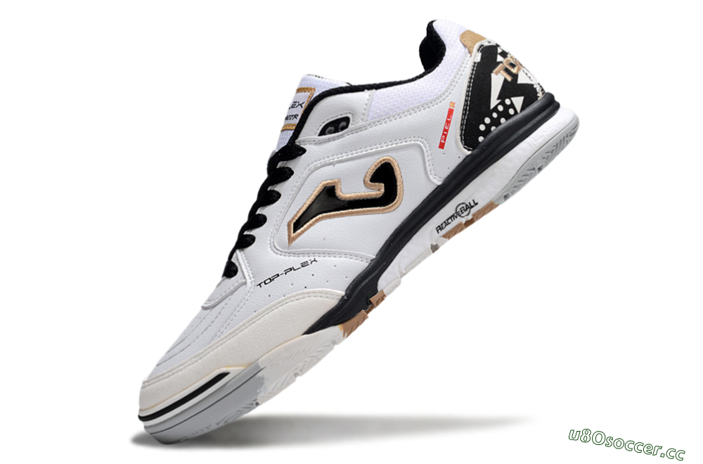 Men's Joma Top Flex IC Indoor & Futsal Low-Tops Football Shoes - White/Black/Brown 5