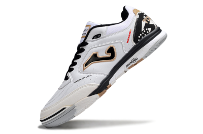 Men's Joma Top Flex IC Indoor & Futsal Low-Tops Football Shoes - White/Black/Brown