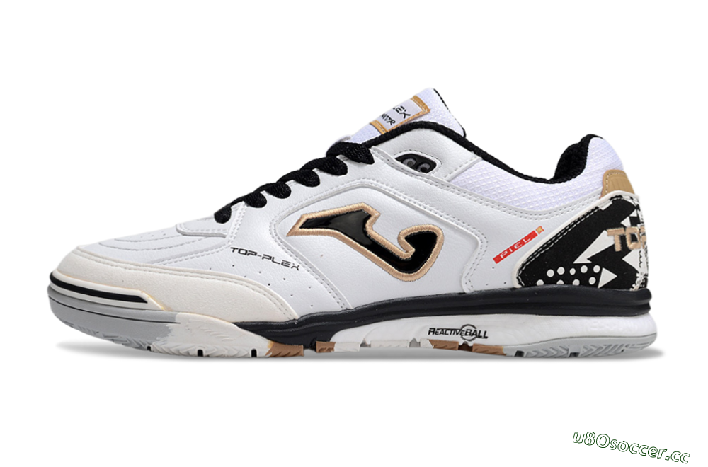 Men's Joma Top Flex IC Indoor & Futsal Low-Tops Football Shoes - White/Black/Brown 0