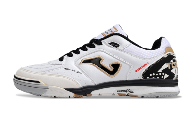 Men's Joma Top Flex IC Indoor & Futsal Low-Tops Football Shoes - White/Black/Brown