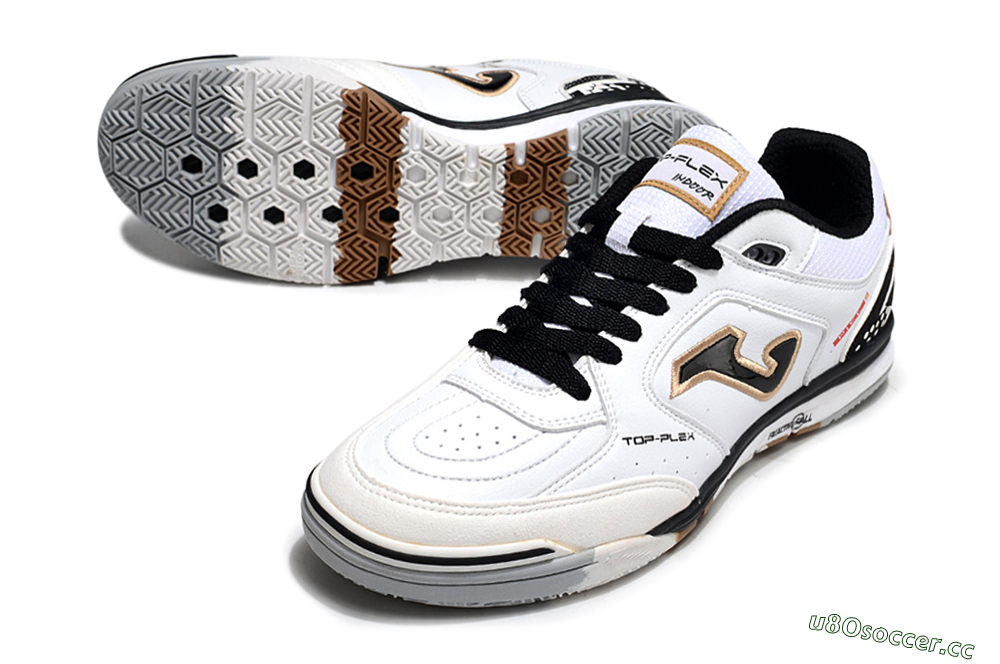 Men's Joma Top Flex IC Indoor & Futsal Low-Tops Football Shoes - White/Black/Brown 3