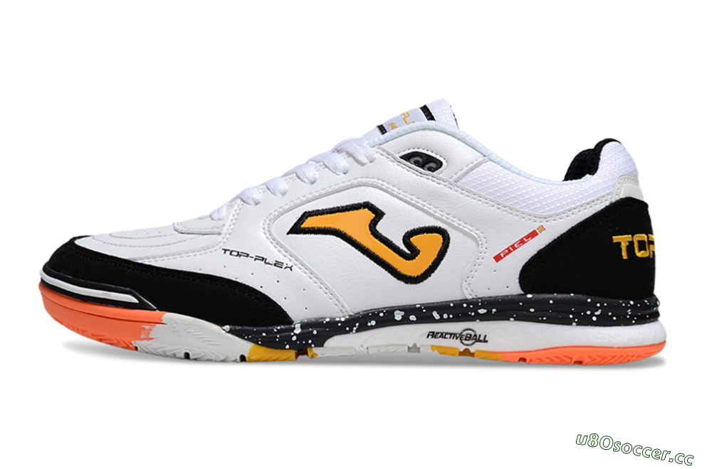 Men's Joma Top Flex IC Indoor & Futsal Low-Tops Football Shoes - White/Black/Yellow 2