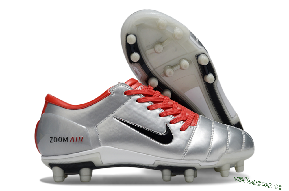 Men's Nike Air Zoom Total 90 III FG Firm Ground Low-Tops Football Boots - Silver/Black/Red 2