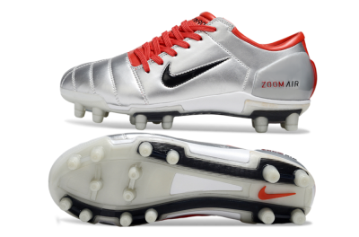 Men's Nike Air Zoom Total 90 III FG Firm Ground Low-Tops Football Boots - Silver/Black/Red
