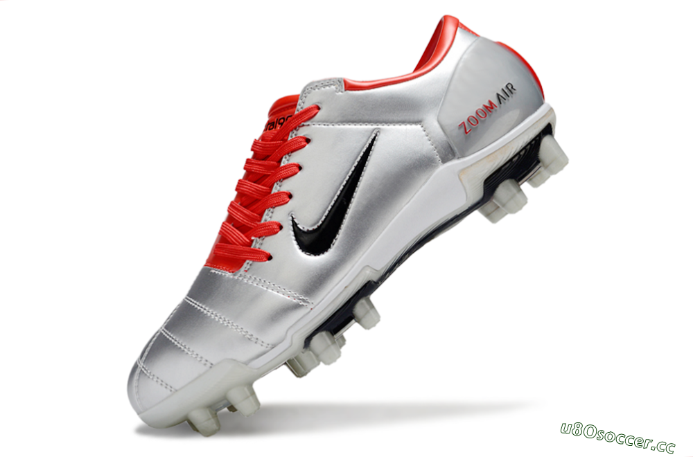 Men's Nike Air Zoom Total 90 III FG Firm Ground Low-Tops Football Boots - Silver/Black/Red 5