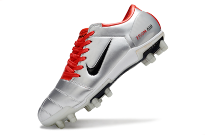 Men's Nike Air Zoom Total 90 III FG Firm Ground Low-Tops Football Boots - Silver/Black/Red