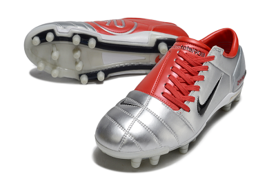 Men's Nike Air Zoom Total 90 III FG Firm Ground Low-Tops Football Boots - Silver/Black/Red