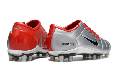 Men's Nike Air Zoom Total 90 III FG Firm Ground Low-Tops Football Boots - Silver/Black/Red