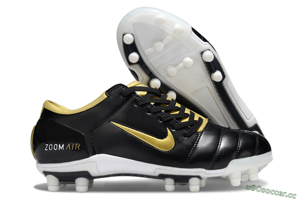 Men's Nike Air Zoom Total 90 III FG Firm Ground Low-Tops Football Boots - Black/Gold/White 2