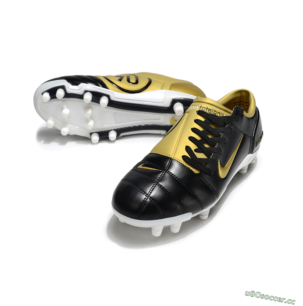 Men's Nike Air Zoom Total 90 III FG Firm Ground Low-Tops Football Boots - Black/Gold/White 3