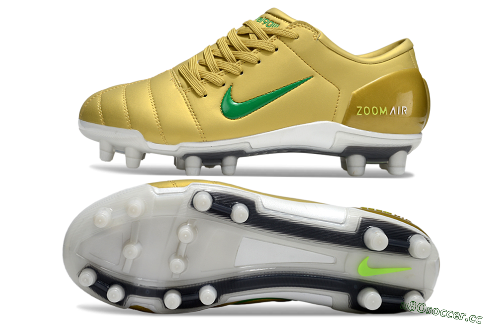 Men's Nike Air Zoom Total 90 III FG Firm Ground Low-Tops Football Boots - Gold/Green/White 1
