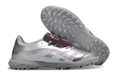 Men's Adidas Predator Elite Foldover Tongue TF Artificial Turf Low-Tops Football Shoes - Silver/Black/Red