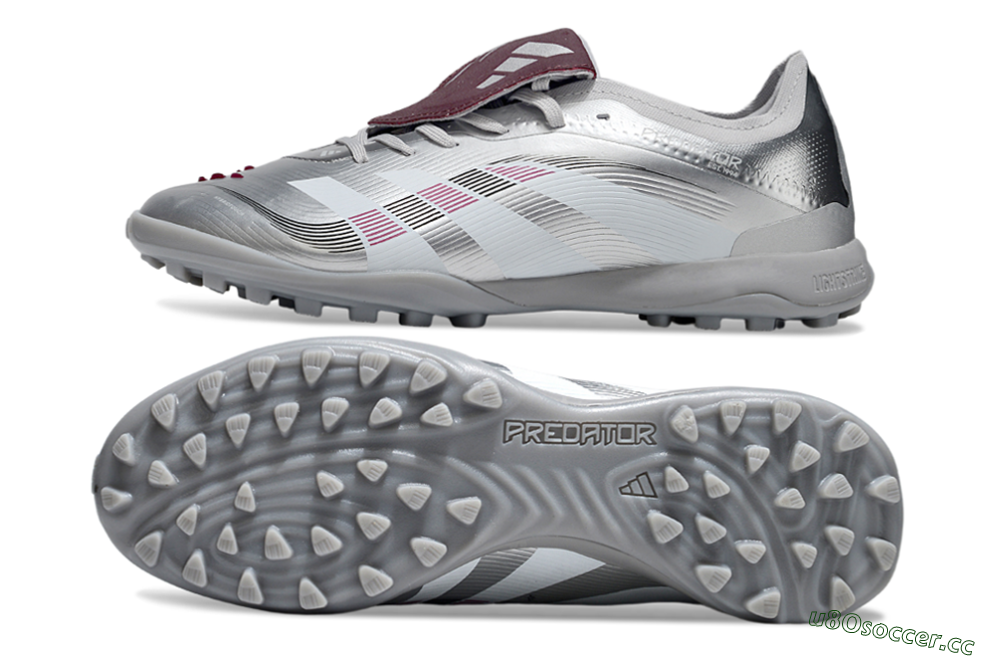 Men's Adidas Predator Elite Foldover Tongue TF Artificial Turf Low-Tops Football Shoes - Silver/Black/Red 1