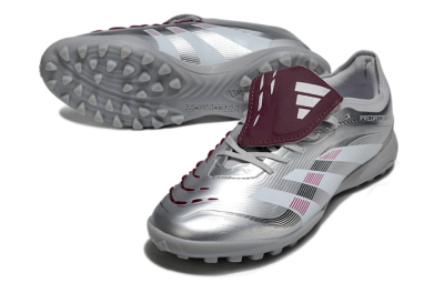 Men's Adidas Predator Elite Foldover Tongue TF Artificial Turf Low-Tops Football Shoes - Silver/Black/Red