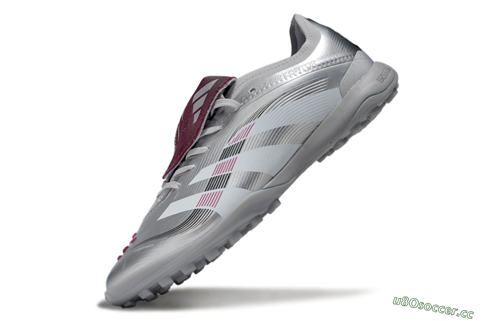 Men's Adidas Predator Elite Foldover Tongue TF Artificial Turf Low-Tops Football Shoes - Silver/Black/Red 5