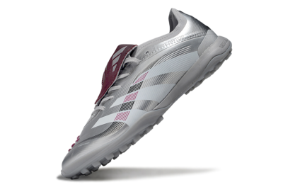 Men's Adidas Predator Elite Foldover Tongue TF Artificial Turf Low-Tops Football Shoes - Silver/Black/Red