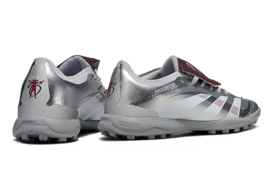 Men's Adidas Predator Elite Foldover Tongue TF Artificial Turf Low-Tops Football Shoes - Silver/Black/Red