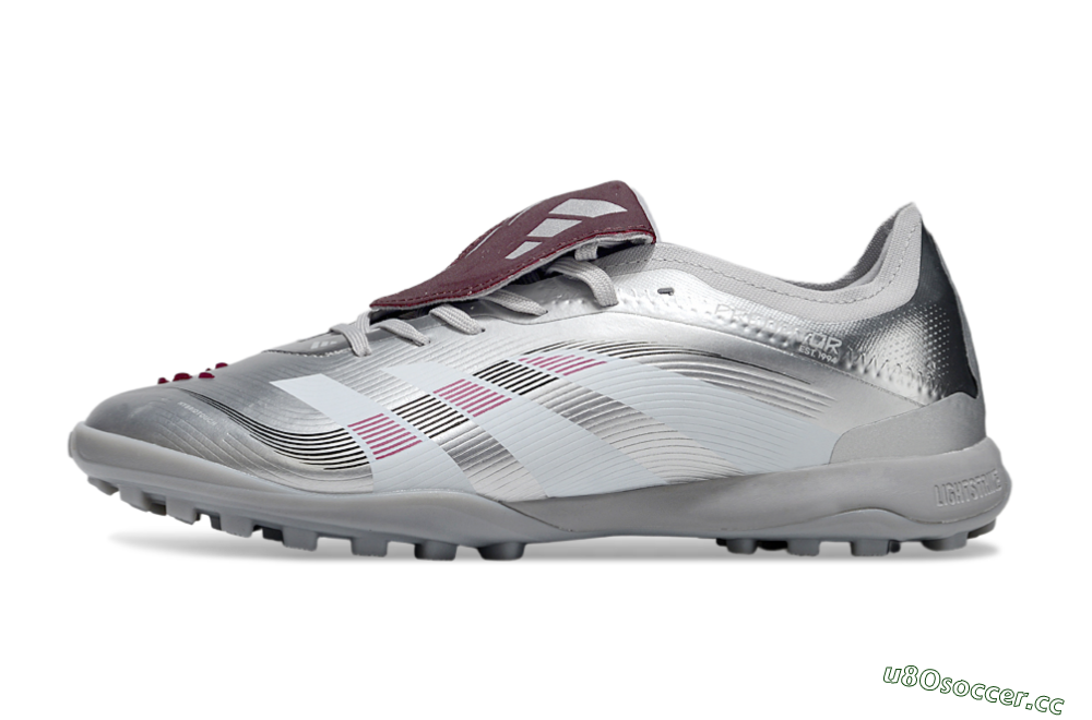 Men's Adidas Predator Elite Foldover Tongue TF Artificial Turf Low-Tops Football Shoes - Silver/Black/Red 0
