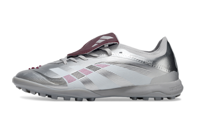 Men's Adidas Predator Elite Foldover Tongue TF Artificial Turf Low-Tops Football Shoes - Silver/Black/Red