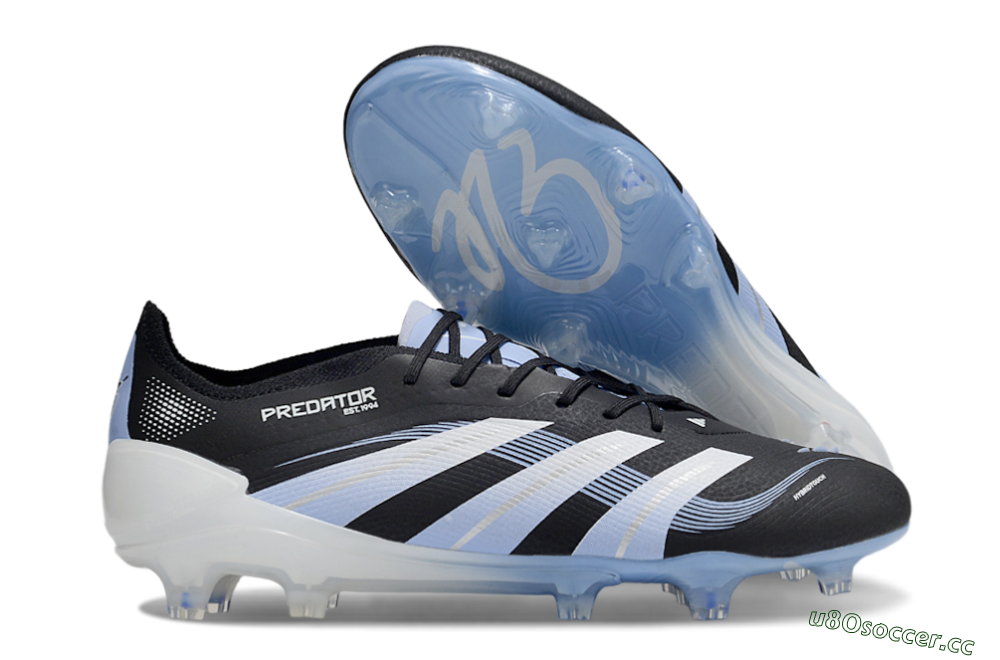 Men's Adidas Predator 25 Elite FG Firm Ground Low-Tops Football Boots - Black/Blue/Silver 2